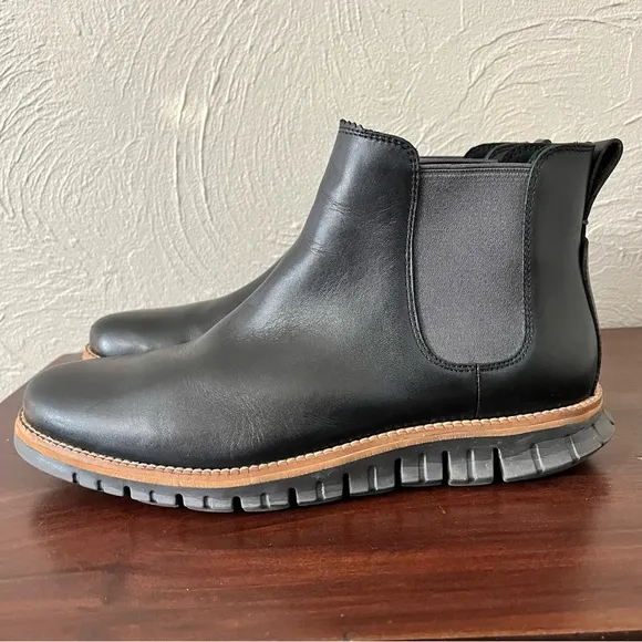 Cole Haan Zerogrand Waterproof Chelsea Boots Black Leather Mens size 10