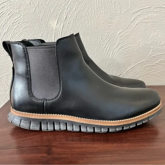 Cole Haan Zerogrand Waterproof Chelsea Boots Black Leather Mens size 10