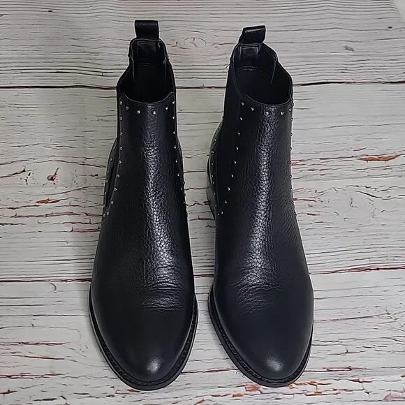 COLE HAAN Black Waterproof Studded Ankle Boots Size 8.5