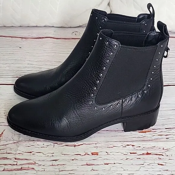 COLE HAAN Black Waterproof Studded Ankle Boots Size 8.5