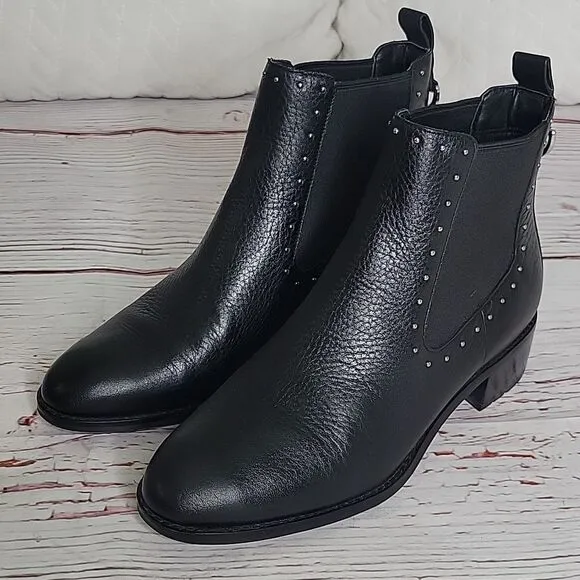COLE HAAN Black Waterproof Studded Ankle Boots Size 8.5