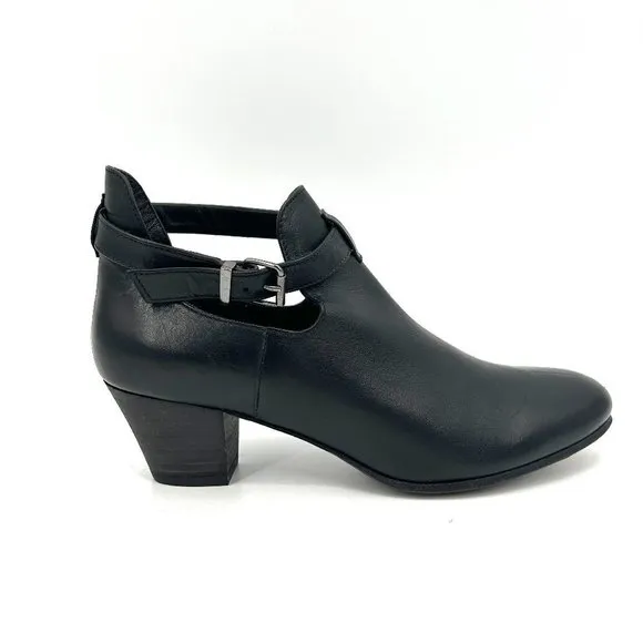 COLISEE DE SACHA Black Leather Ankle Strap Heeled Ankle Booties Shoes Size EU 38