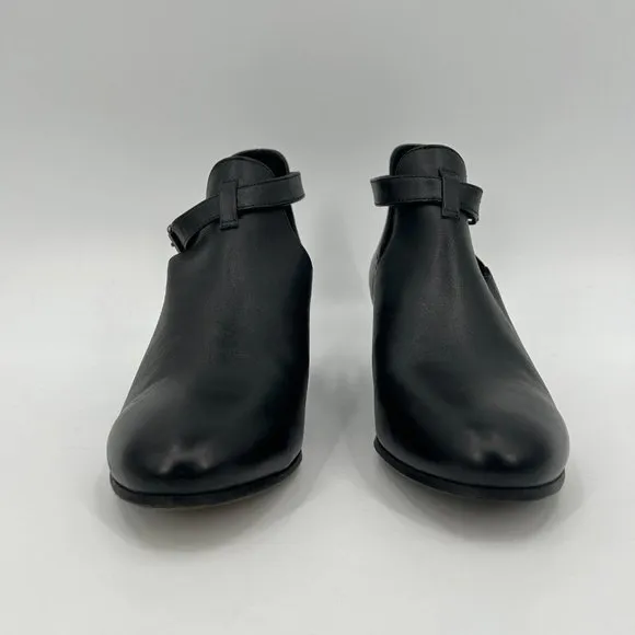 COLISEE DE SACHA Black Leather Ankle Strap Heeled Ankle Booties Shoes Size EU 38