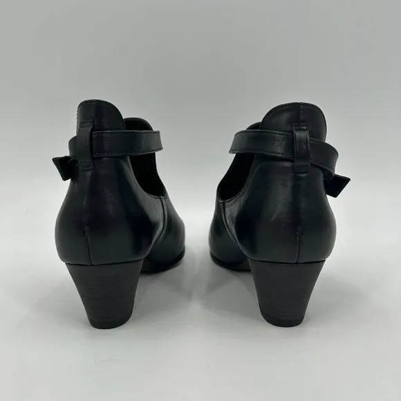 COLISEE DE SACHA Black Leather Ankle Strap Heeled Ankle Booties Shoes Size EU 38