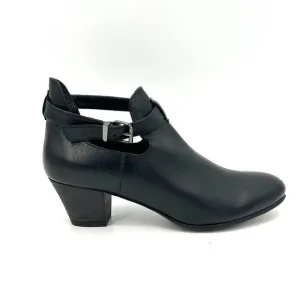 COLISEE DE SACHA Black Leather Ankle Strap Heeled Ankle Booties Shoes Size EU 38
