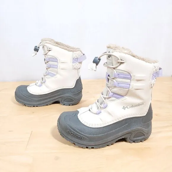 Columbia Bugaboot Celsius Boots Youth Sz 2 Waterproof 400g Fawn Frosted Purple