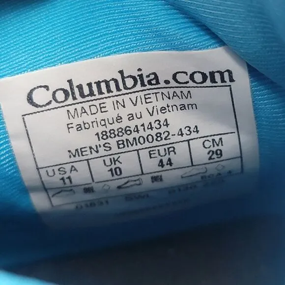Columbia Breeze Cyan Blue White Hiking Shoes BM0082-434 Men Sz 11 EUC Worn 1X