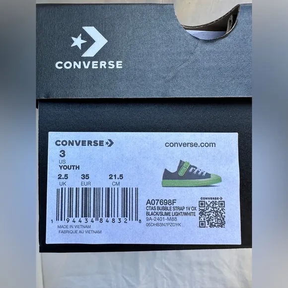 CONVERSE Kids All Star Bubble Strap Easy-On Brights Shoes Sneakers Sz 3 Youth