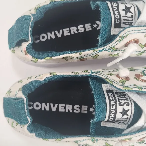 Converse Shoreline Slip On White Green Cactus Print Sneakers Women's Size 6