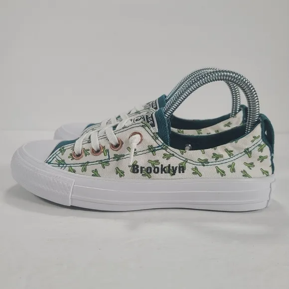 Converse Shoreline Slip On White Green Cactus Print Sneakers Women's Size 6