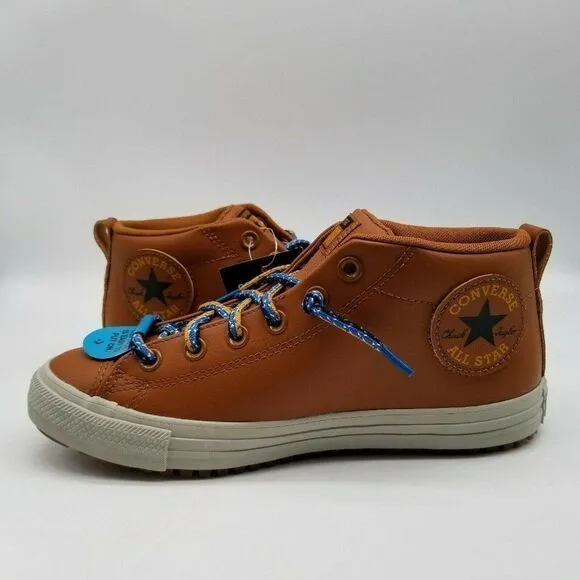 Converse Boys Chuck Taylor Leather Mid Brown Shoes Size 5.5