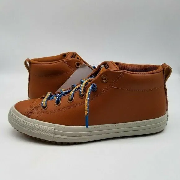 Converse Boys Chuck Taylor Leather Mid Brown Shoes Size 5.5