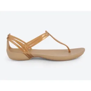 CROCS Womens Isabella T-Strap Bronze Jelly Sandals Summer Vacation Shoes 10