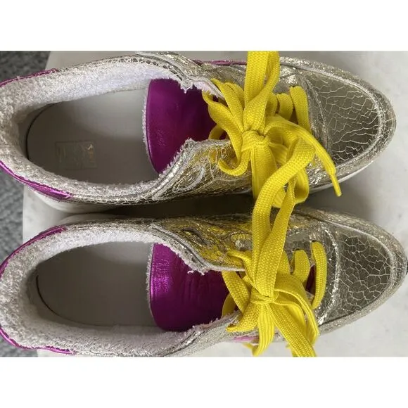 Cynthia Richard Lightning Treasure‎ Gold Women's 8 size 39 Sneakers Shoes $245