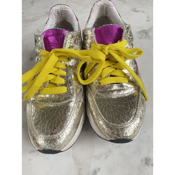 Cynthia Richard Lightning Treasure‎ Gold Women's 8 size 39 Sneakers Shoes $245