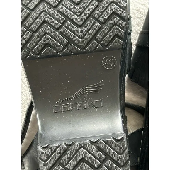 DANSKO Melina Ankle Strap Black Leather Open-toe Sandals Women's EU 40. Support