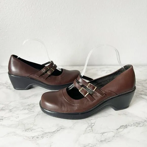Dansko Smooth Dark Brown Leather Mary Jane Shoes Women’s EU Size 41 US Size 11