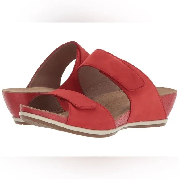 Dansko Vienna Milled Nubuck Leather Double Strap Slide Wedge Sandal Size 41