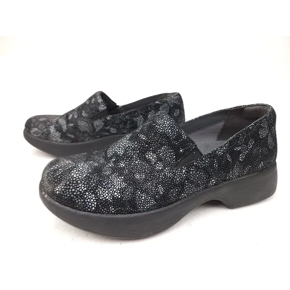 Dansko Winona Clogs Shoes Women's Size 38 US 7.5-8 Black Silver Comfort Slip On