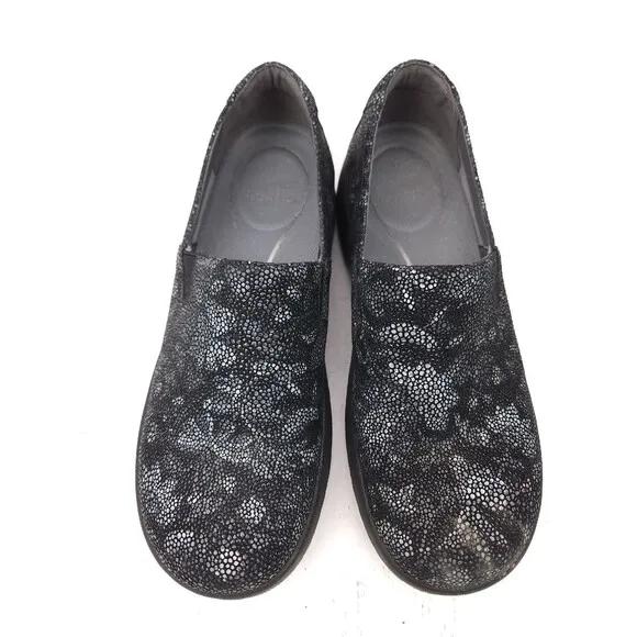 Dansko Winona Clogs Shoes Women's Size 38 US 7.5-8 Black Silver Comfort Slip On