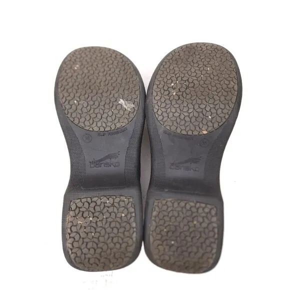 Dansko Winona Clogs Shoes Women's Size 38 US 7.5-8 Black Silver Comfort Slip On