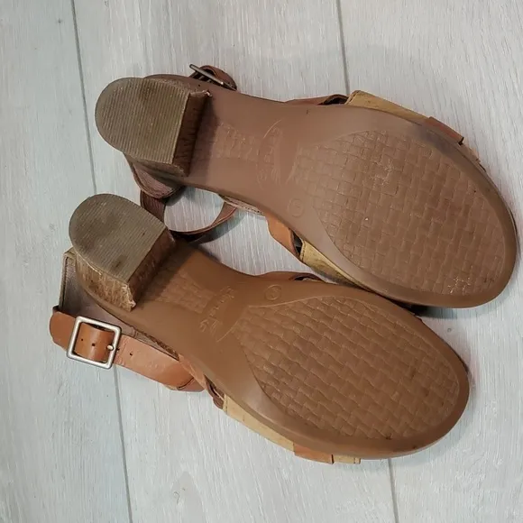 Dansko Women Ankle Leather Strap Heels Sandals Shoes sz 37/6.5-7