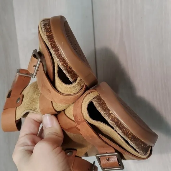 Dansko Women Ankle Leather Strap Heels Sandals Shoes sz 37/6.5-7