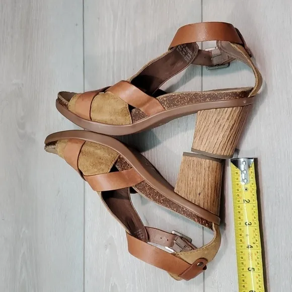 Dansko Women Ankle Leather Strap Heels Sandals Shoes sz 37/6.5-7