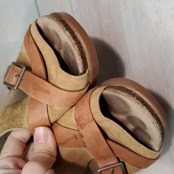 Dansko Women Ankle Leather Strap Heels Sandals Shoes sz 37/6.5-7