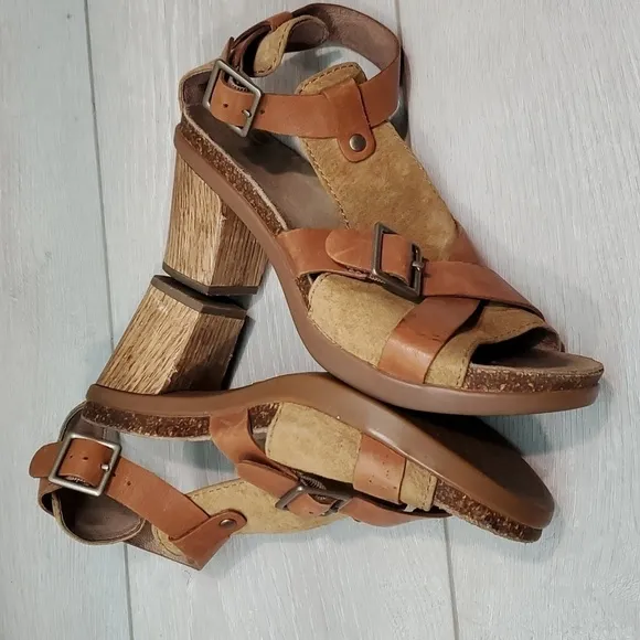 Dansko Women Ankle Leather Strap Heels Sandals Shoes sz 37/6.5-7