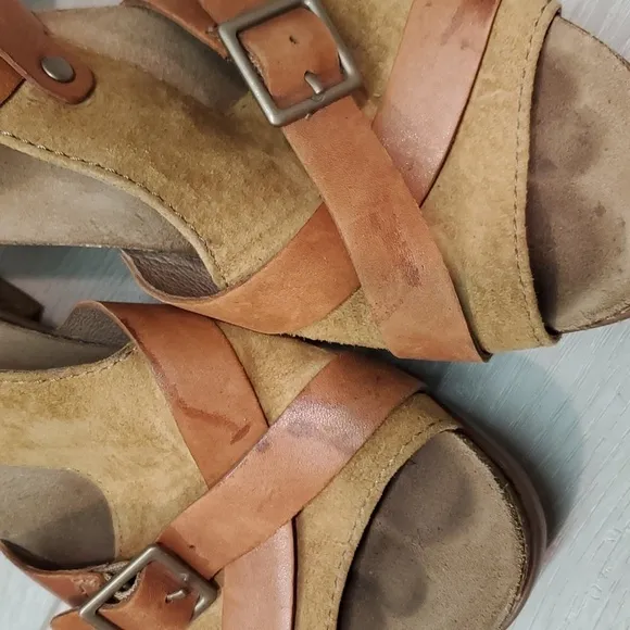 Dansko Women Ankle Leather Strap Heels Sandals Shoes sz 37/6.5-7