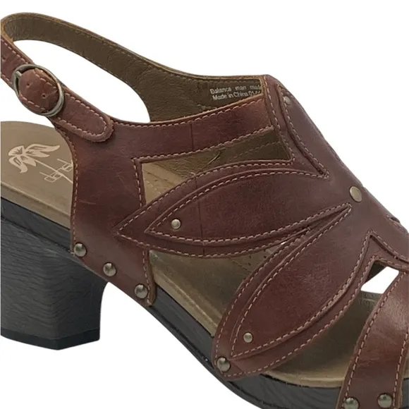 Dansko Women's Brown Leather Heeled Ankle Strap Sandals EU42 US11.5 NWOB