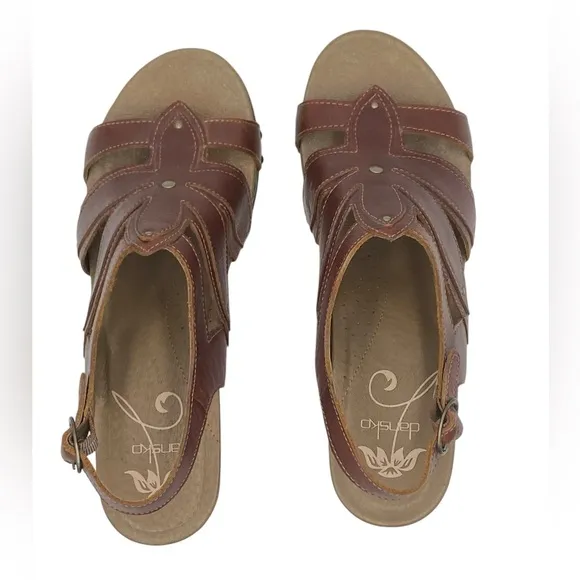 Dansko Women's Brown Leather Heeled Ankle Strap Sandals EU42 US11.5 NWOB