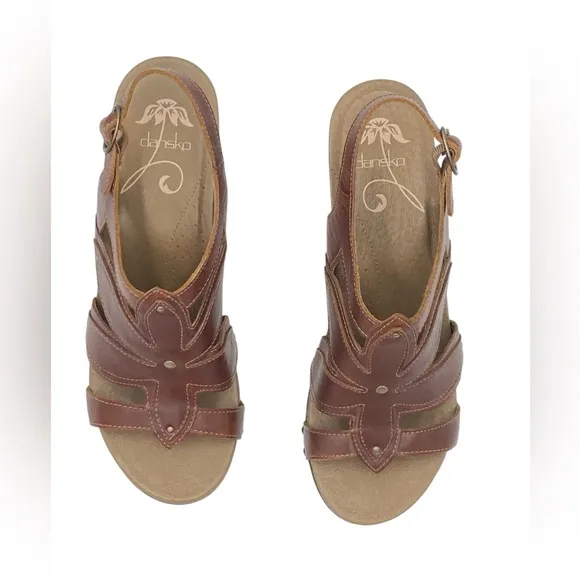 Dansko Women's Brown Leather Heeled Ankle Strap Sandals EU42 US11.5 NWOB