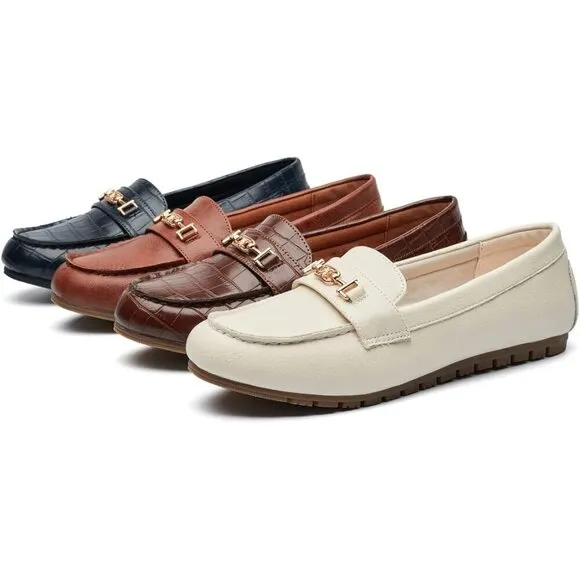 Deyashopin Flat Shoes Women White Polyurethane (PU) Leisure Slip Comfort Shoes