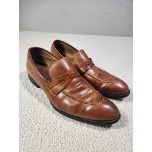 Di Bianco Scarpe Criss Cross Loafers Slip On Shoes Mens 11.5 Brown Leather Penny