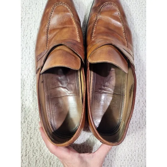 Di Bianco Scarpe Criss Cross Loafers Slip On Shoes Mens 11.5 Brown Leather Penny
