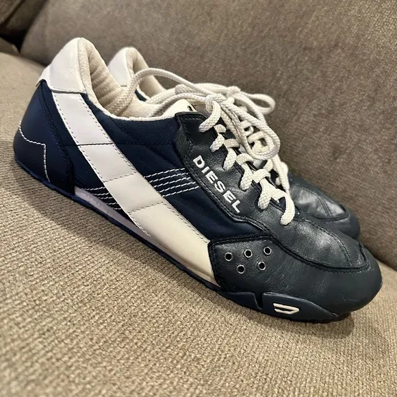 Diesel Blue and White Sneakers