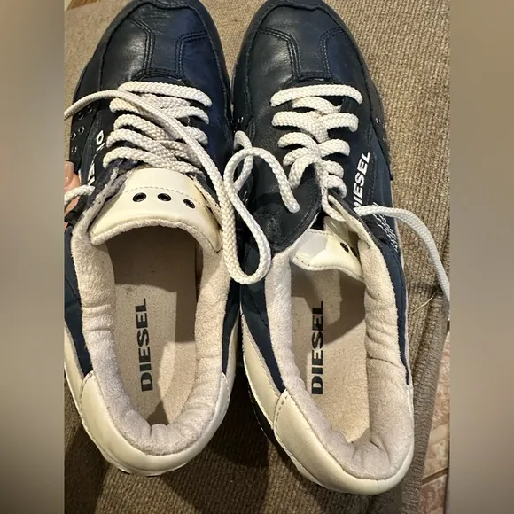 Diesel Blue and White Sneakers