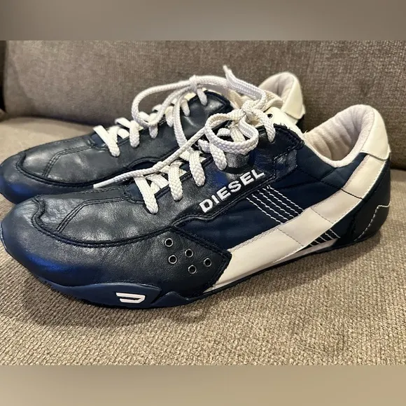 Diesel Blue and White Sneakers