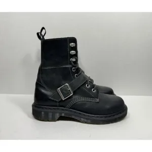 Doc Dr. Martens Boot Hilda Black Leather Women’s Size 7 Shoes Strap Combat