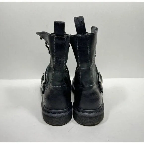 Doc Dr. Martens Boot Hilda Black Leather Women’s Size 7 Shoes Strap Combat