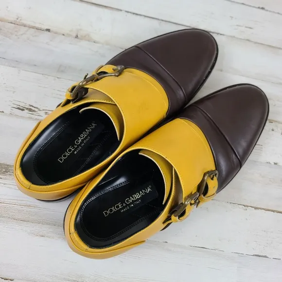 Dolce &amp; Gabanna Leather Monk Strap Shoes
