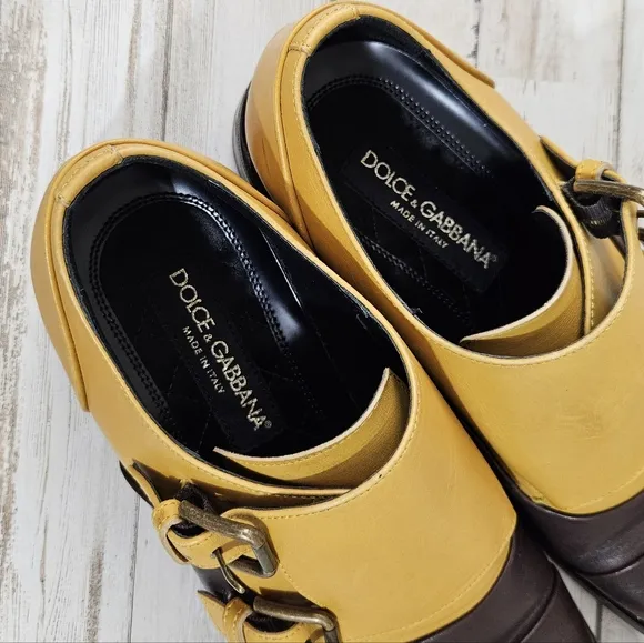 Dolce &amp; Gabanna Leather Monk Strap Shoes