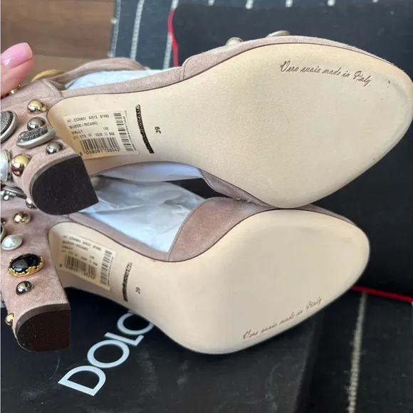 Dolce and Gabana suede button T strap