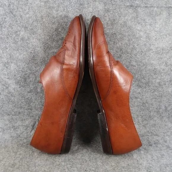 Dolcis Shoes Womens 7.5 Monk Strap Oxford Loafers Wingtip Leather Brown Retro