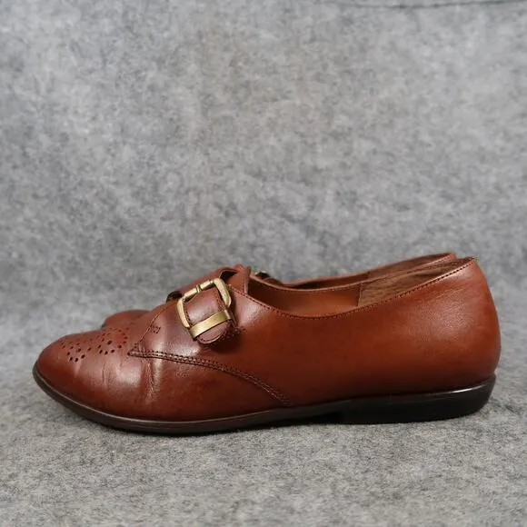 Dolcis Shoes Womens 7.5 Monk Strap Oxford Loafers Wingtip Leather Brown Retro