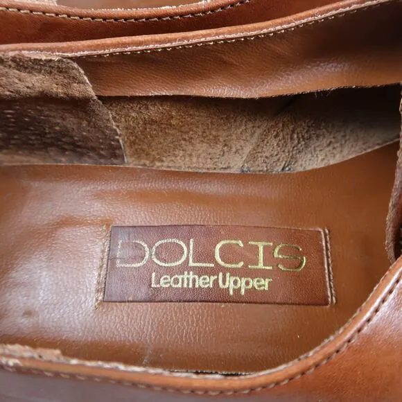 Dolcis Shoes Womens 7.5 Monk Strap Oxford Loafers Wingtip Leather Brown Retro