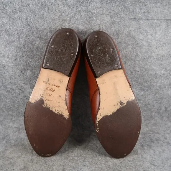 Dolcis Shoes Womens 7.5 Monk Strap Oxford Loafers Wingtip Leather Brown Retro