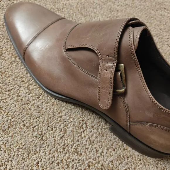 Donald J Pliner Men's Sergio-43 Brown Burnished Calf Monk Strap Shoes Size 15 M